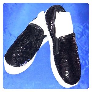 Sequined slip on sneakers